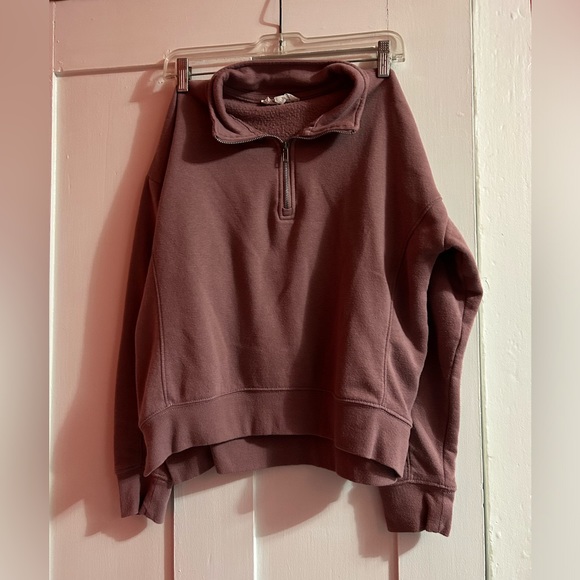 Pink Medium Hippie Rose Cropped Quarter Zip - Picture 1 of 3